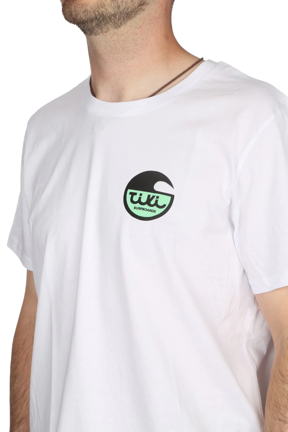 Tiki Surfboard Logo T-Shirt Vintage White - Image 3