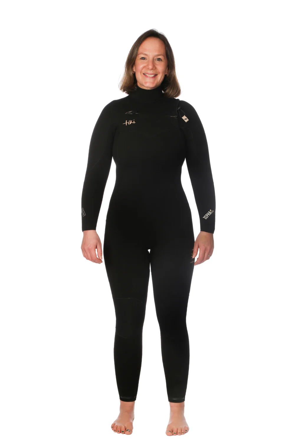 Tiki Zepha Eco 4/3 Womens Wetsuit Yulex Chest Zip Black - Image 2