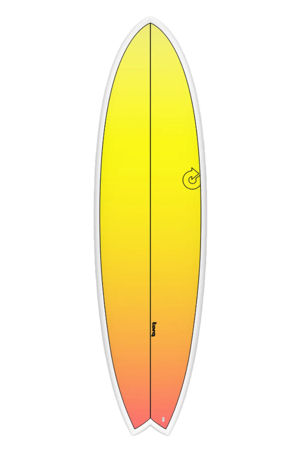Torq TET Mod Fish Surfboard Yellow Orange Retro Fade