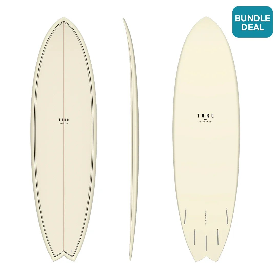 Torq TET Mod Fish Cream Fibre Pattern Surfboard - Image 3