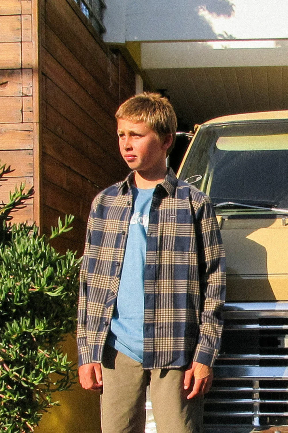 Volcom Caden Plaid Kids Long Sleeve Shirt Navy - Image 3