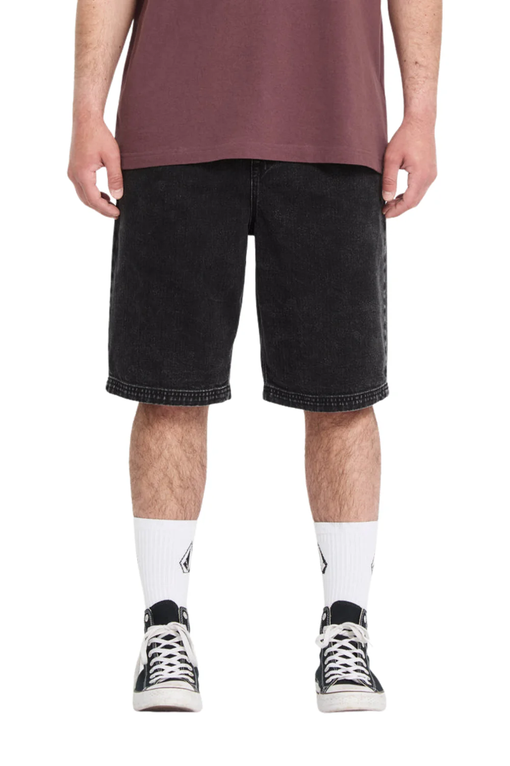 Volcom Freazy Denim Mens Elasticated Waist 22" Shorts Blackity Black