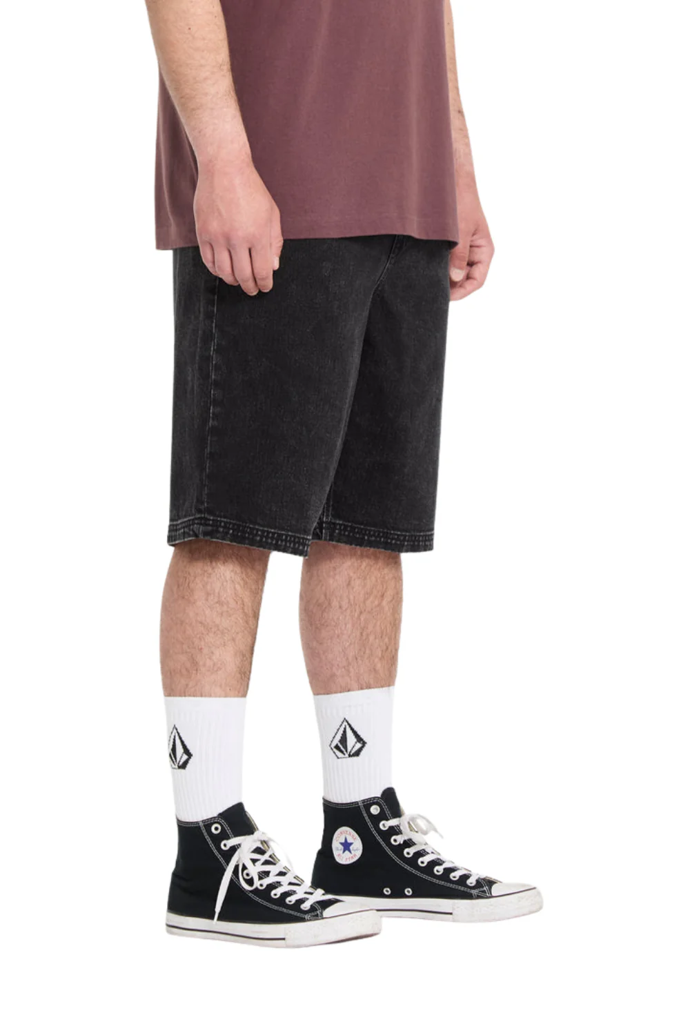 Volcom Freazy Denim Mens Elasticated Waist 22" Shorts Blackity Black - Image 3