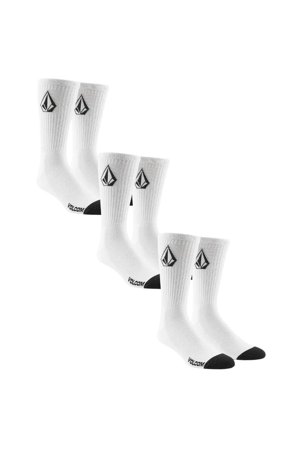 Volcom Full Stone Socks 3 Pack White