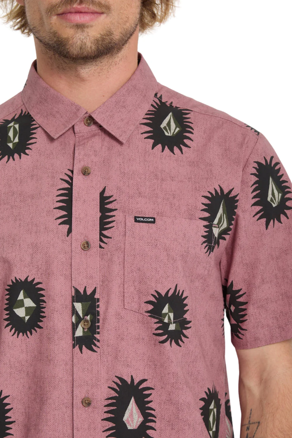 Volcom Markerstone Mens Short Sleeve Shirt Stone Rose - Image 4