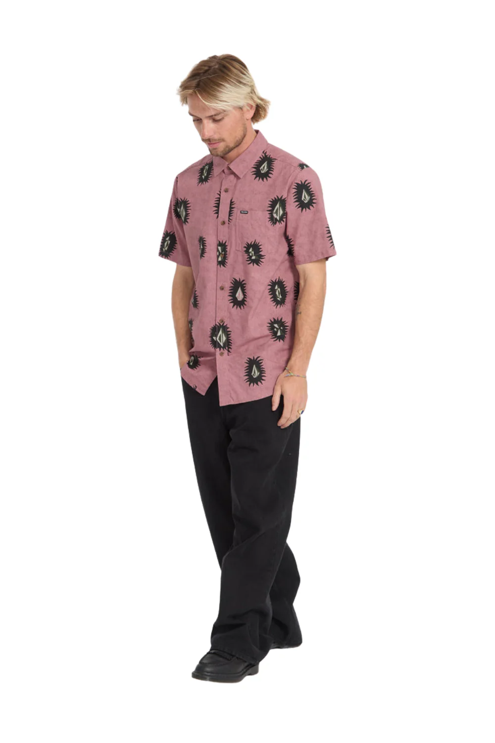 Volcom Markerstone Mens Short Sleeve Shirt Stone Rose - Image 5