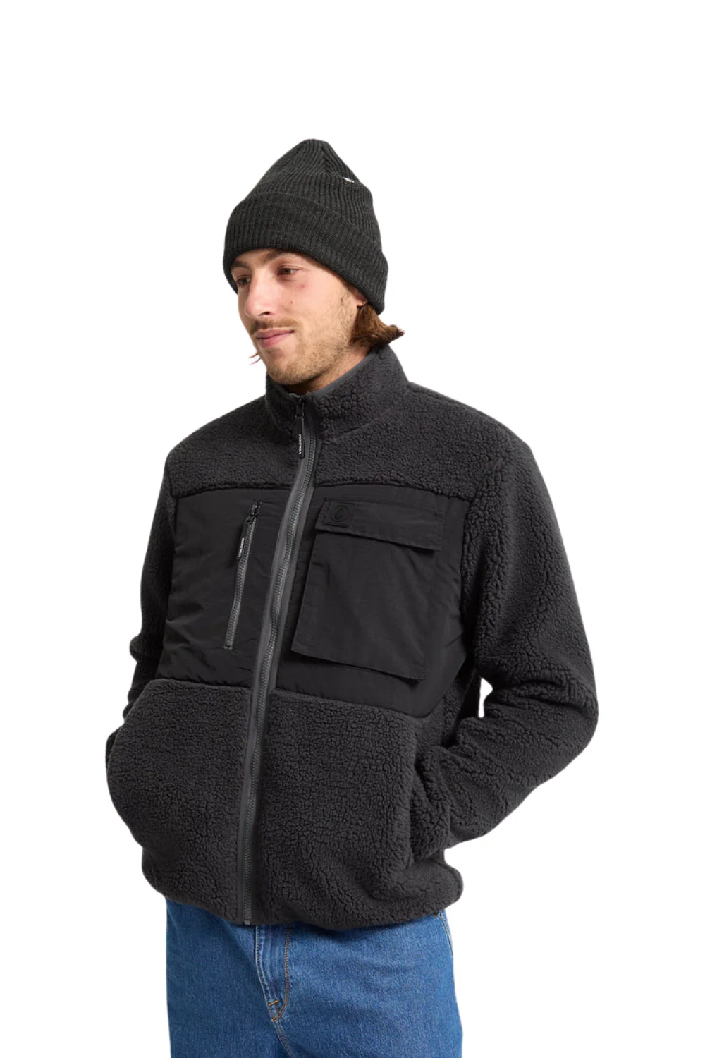Volcom Mens Storm Stone Full Zip Fleece Jacket Asphalt Black - Image 5
